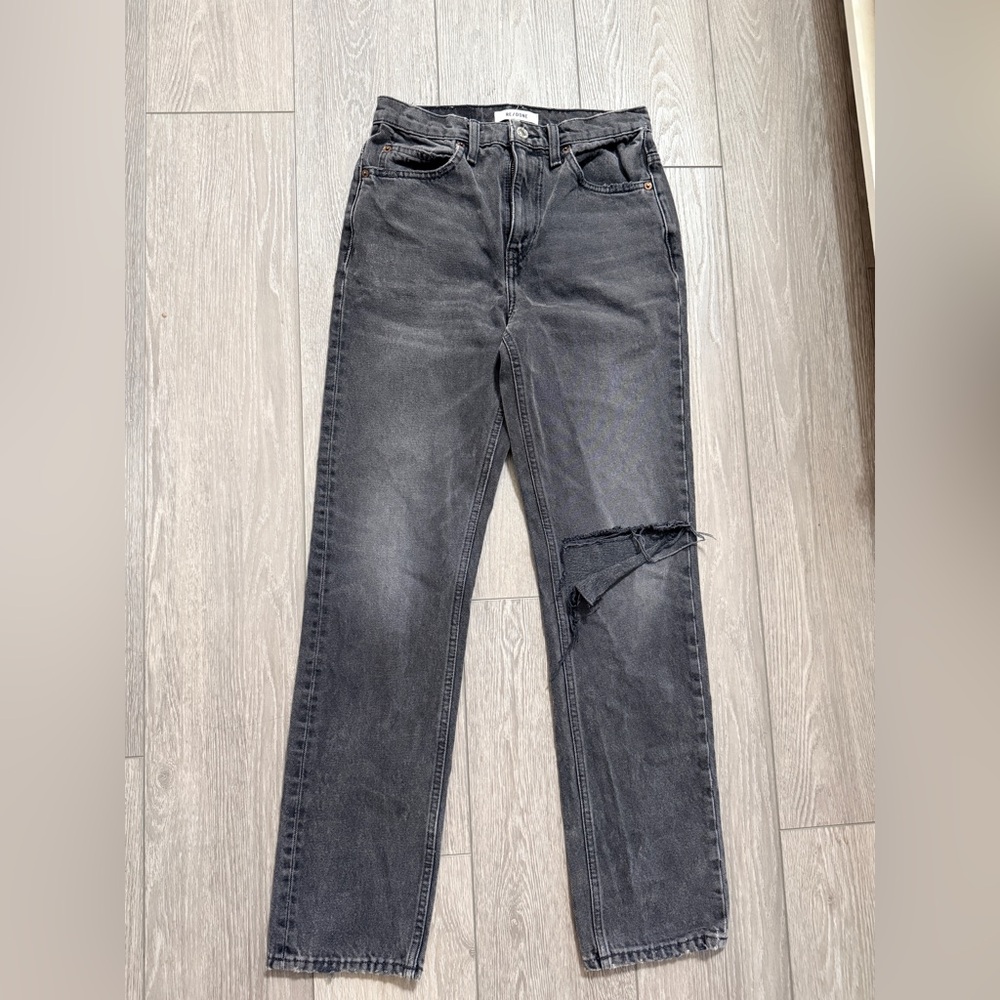 Re/Done worn black with rip jeans size 25
